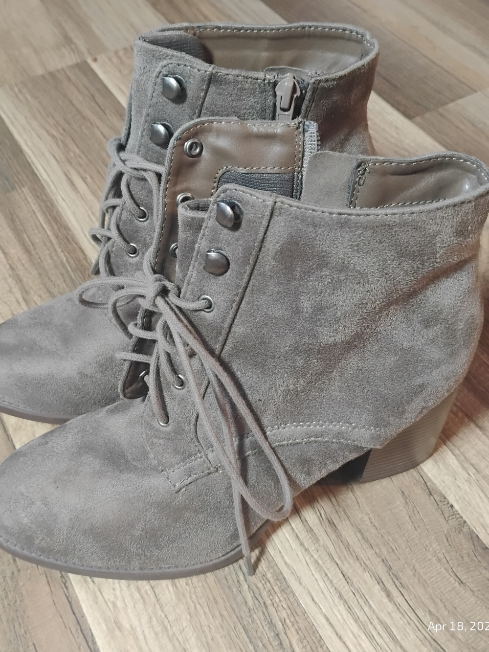 Soda Lace-Up Suede Ankle Boots in Gray